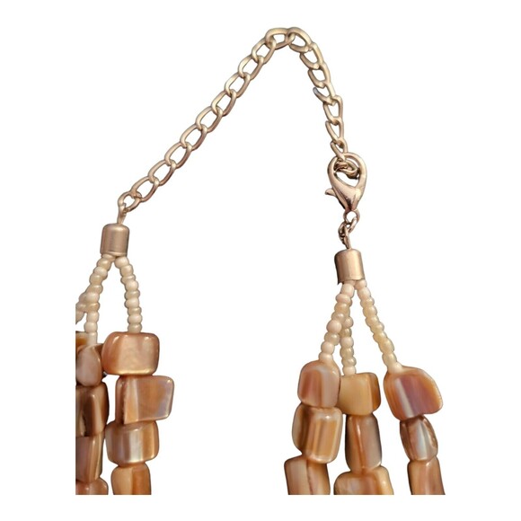 Erose Natural Shell Triple StrandNecklace Tan Mother of Pearl 16-18" Adjustable - Picture 2 of 4